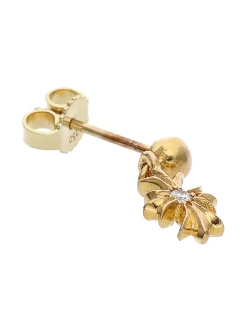 Chrome Hearts 22k Tny CH Pls Dia Tiny Ech Plus Drop Gold Earrings